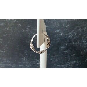 925 Sterling Silver Textured Hoop Pierced Earrings Vintage